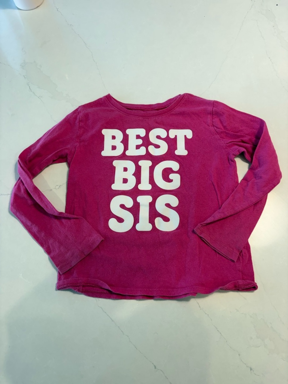 Girls' Bright Pink "Best Big Sis" Long-Sleeve Tee